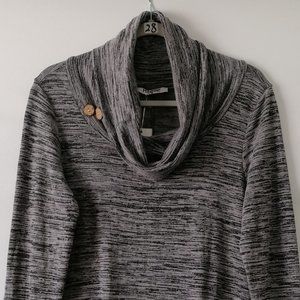 Hibelle Women's Gray Marled Asymmetrical Cowl Neck Sweater Size M New